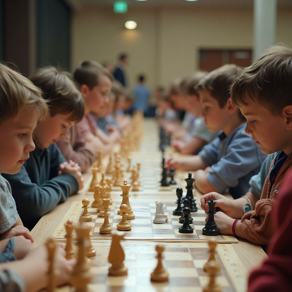 Turneu școlar de șah cu mulți participanți