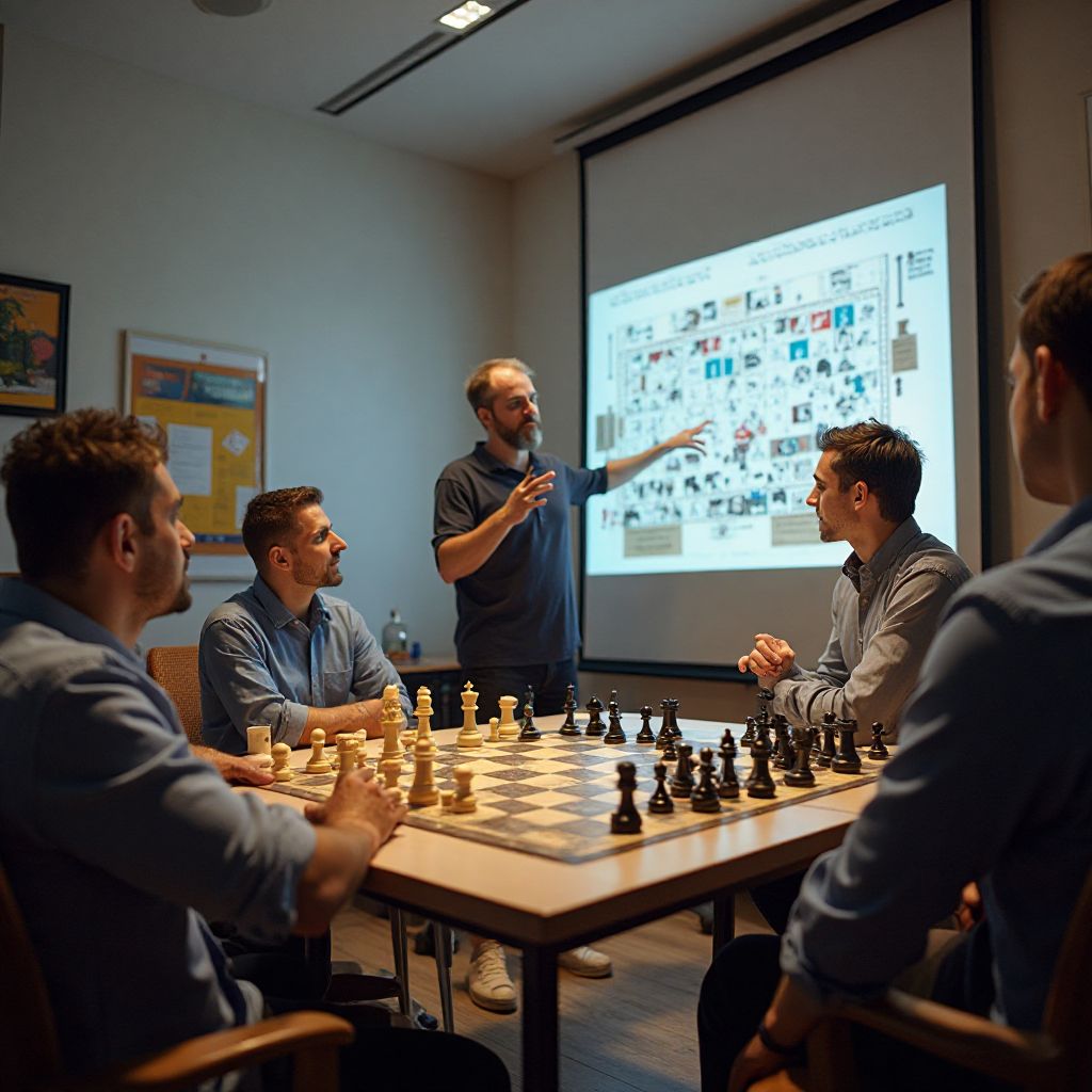 Lecție demonstrativă cu tablă mare de șah